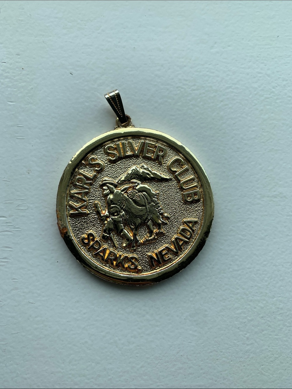 Gold-Tone Round Pendant Necklace — Men’s Western Emblem